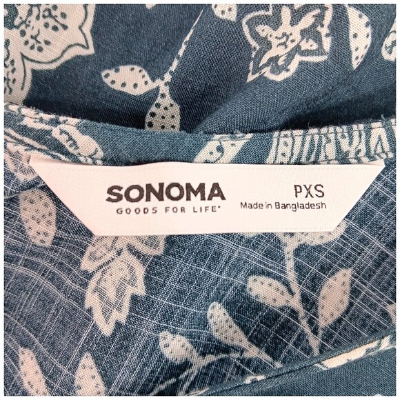 SONOMA- Women's Top-Green-White Floral-Tank-SIZE PXS-Light-Casual-Comfort - Picture 10 of 13